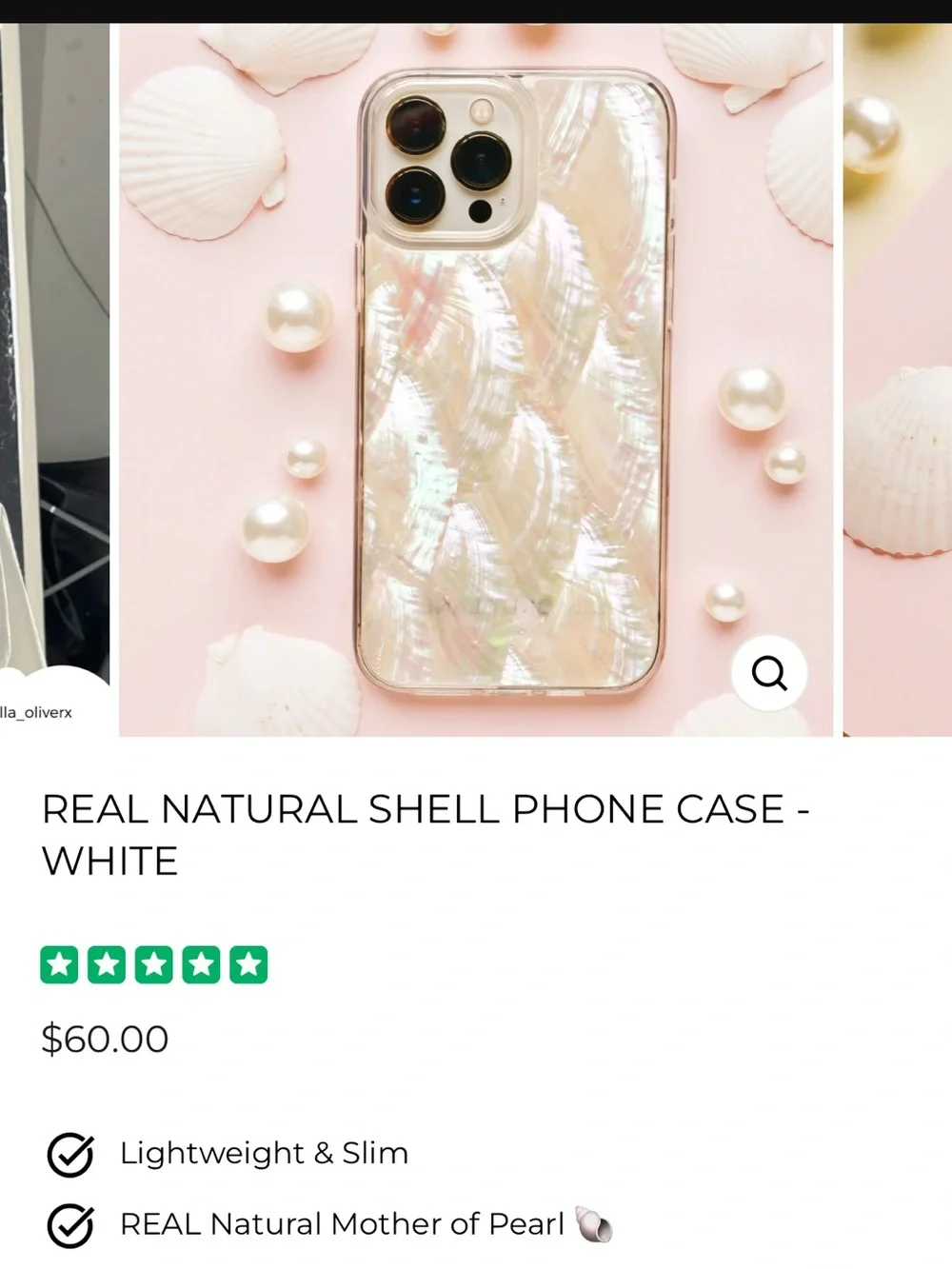 Iridescent Pearl Phone Case - Clear with Pink Sheen